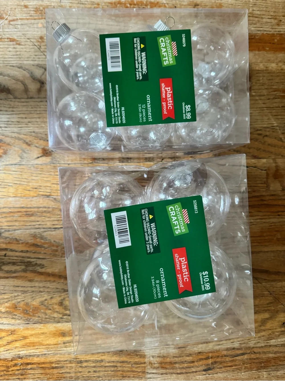Clear Plastic Ornament Balls - Pack of 6
